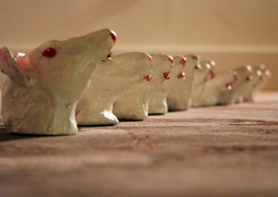 Ratz, 2007 Painted clay sculptures, 6 x 4 in.